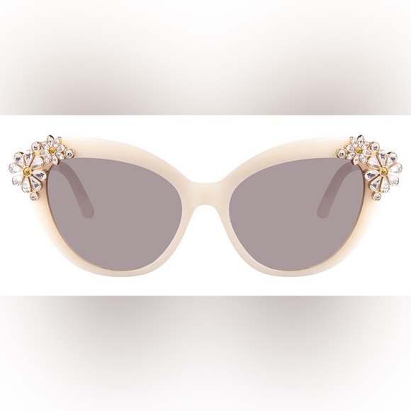 Kate Spade Cat Eye Retro Crystal Flowers White Sunglasses - Karyna - Picture 8 of 10